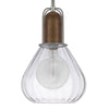 Pendant Light | Adjustable Height | Hand Blown Glass | Wood Accent | Silver