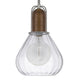 Pendant Light | Adjustable Height | Hand Blown Glass | Wood Accent | Silver