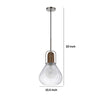 Pendant Light | Adjustable Height | Hand Blown Glass | Wood Accent | Silver
