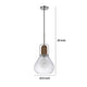 Pendant Light | Adjustable Height | Hand Blown Glass | Wood Accent | Silver