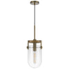 Pendant Light | Rounded Dome Glass Shade | Wood Base | Antique Brass