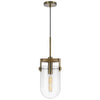 Pendant Light | Rounded Dome Glass Shade | Wood Base | Antique Brass