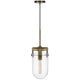 Pendant Light | Rounded Dome Glass Shade | Wood Base | Antique Brass