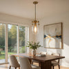 Pendant Light | Rounded Dome Glass Shade | Wood Base | Antique Brass
