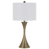 Table Lamp | Tall Hourglass Body White Shade | Diamond Texture Antique Brass