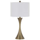 Table Lamp | Tall Hourglass Body White Shade | Diamond Texture Antique Brass
