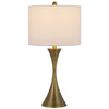 Table Lamp | Tall Hourglass Body White Shade | Diamond Texture Antique Brass