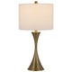Table Lamp | Tall Hourglass Body White Shade | Diamond Texture Antique Brass