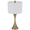 Table Lamp | Tall Hourglass Body White Shade | Diamond Texture Antique Brass