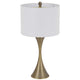 Table Lamp | Tall Hourglass Body White Shade | Diamond Texture Antique Brass