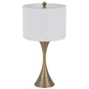 Table Lamp | Tall Hourglass Body White Shade | Diamond Texture Antique Brass