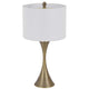 Table Lamp | Tall Hourglass Body White Shade | Diamond Texture Antique Brass