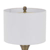 Table Lamp | Tall Hourglass Body White Shade | Diamond Texture Antique Brass