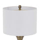 Table Lamp | Tall Hourglass Body White Shade | Diamond Texture Antique Brass