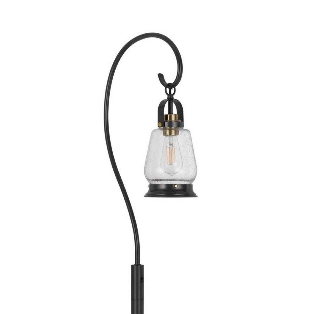 Jerry Classic Lantern Floor Lamp | Bubble Glass Shade | Dark Bronze Metal
