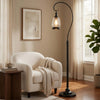 Jerry Classic Lantern Floor Lamp | Bubble Glass Shade | Dark Bronze Metal