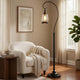 Jerry Classic Lantern Floor Lamp | Bubble Glass Shade | Dark Bronze Metal