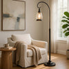 Jerry Classic Lantern Floor Lamp | Bubble Glass Shade | Dark Bronze Metal