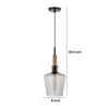 Pendant Light | Round Smoked Glass Shade | Brown Wood Accent | Black Metal