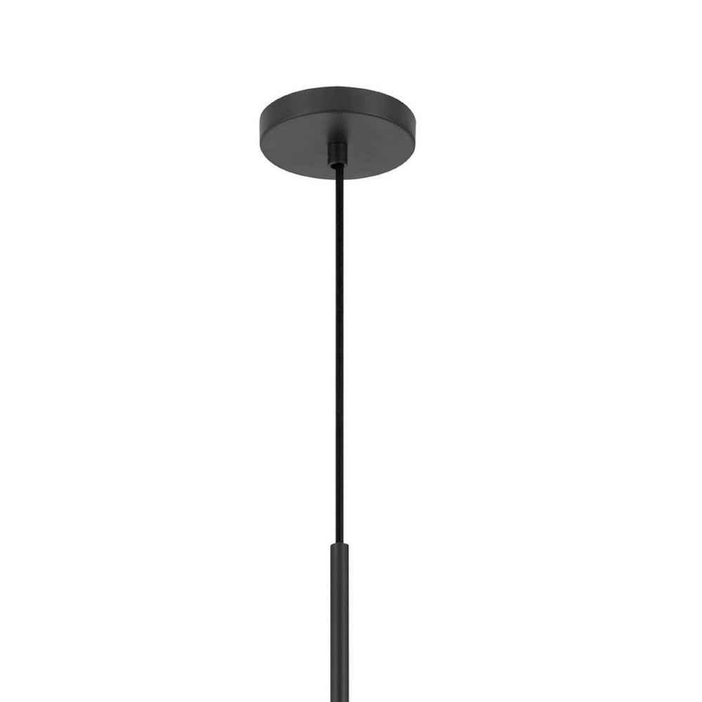Pendant Light | Bell Style Caged Body w Braided Burlap Rope | Black Metal