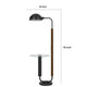 Floor Lamp with Round Glass Table | Modern Metal Dome Shade | Black 63"