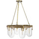 Chandelier | Wagon Wheel Style | 6 Glass Shades | Antique Brass 30"