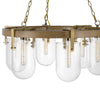 Chandelier | Wagon Wheel Style | 6 Glass Shades | Antique Brass 30"