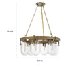 Chandelier | Wagon Wheel Style | 6 Glass Shades | Antique Brass 30"