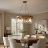 Chandelier | Wagon Wheel Style | 6 Glass Shades | Antique Brass 30"