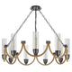 Arga 9 Light Chandelier | Glass Shade | Rope Arms | Bronze Metal 12"