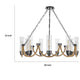 Arga 9 Light Chandelier | Glass Shade | Rope Arms | Bronze Metal 12"