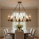 Arga 9 Light Chandelier | Glass Shade | Rope Arms | Bronze Metal 12"
