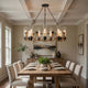 Arga 9 Light Chandelier | Glass Shade | Rope Arms | Bronze Metal 12"