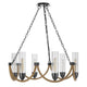 Arga 6 Light Chandelier | Glass Shade | Rope Arms | Bronze Metal 12"