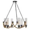 Arga 6 Light Chandelier | Glass Shade | Rope Arms | Bronze Metal 12"