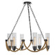 Arga 6 Light Chandelier | Glass Shade | Rope Arms | Bronze Metal 12"