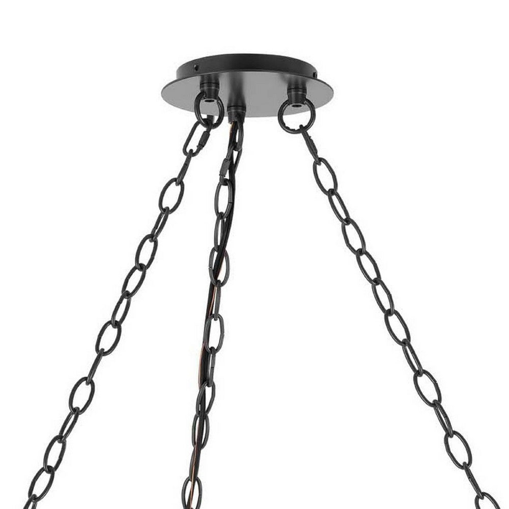 Arga 6 Light Chandelier | Glass Shade | Rope Arms | Bronze Metal 12"