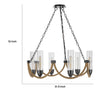 Arga 6 Light Chandelier | Glass Shade | Rope Arms | Bronze Metal 12"