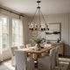 Arga 6 Light Chandelier | Glass Shade | Rope Arms | Bronze Metal 12"