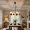 Arga 6 Light Chandelier | Glass Shade | Rope Arms | Bronze Metal 12"