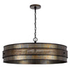 5 Light Chandelier | Drum Shade with Rustic Aged Bronze Mesh Band | 30"