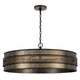 5 Light Chandelier | Drum Shade with Rustic Aged Bronze Mesh Band | 30"