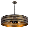 5 Light Chandelier | Drum Shade with Rustic Aged Bronze Mesh Band | 30"