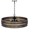 5 Light Chandelier | Drum Shade with Rustic Aged Bronze Mesh Band | 30"