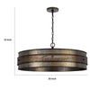 5 Light Chandelier | Drum Shade with Rustic Aged Bronze Mesh Band | 30"