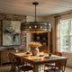 5 Light Chandelier | Drum Shade with Rustic Aged Bronze Mesh Band | 30"
