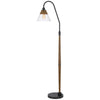 Floor Lamp | Bubble Glass Shade | Rope Accents Industrial Wood | Black 71"