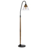 Floor Lamp | Bubble Glass Shade | Rope Accents Industrial Wood | Black 71"