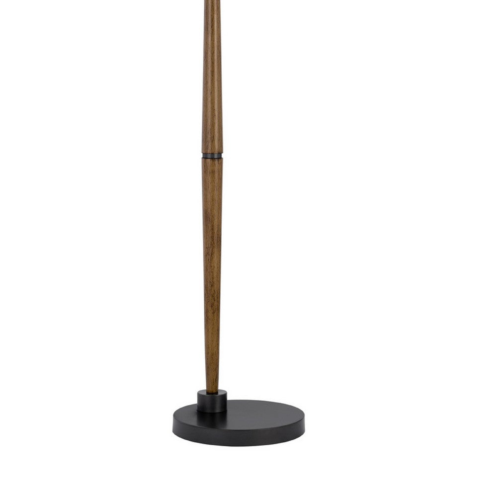 Floor Lamp | Bubble Glass Shade | Rope Accents Industrial Wood | Black 71"