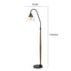 Floor Lamp | Bubble Glass Shade | Rope Accents Industrial Wood | Black 71"